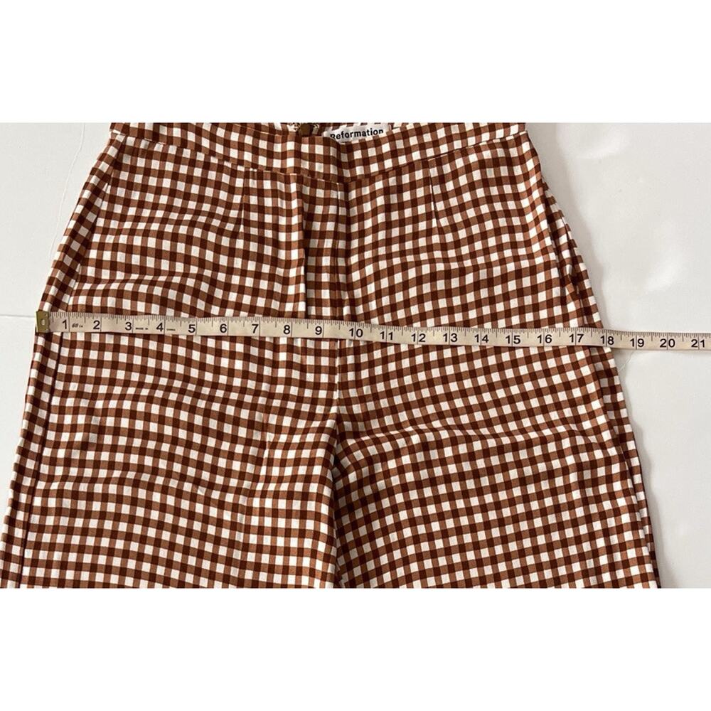 Reformation Sorrenti Wide Leg Pants Women Size 2 Chestnut Brown Check 90’s Y2K - Picture 6 of 12